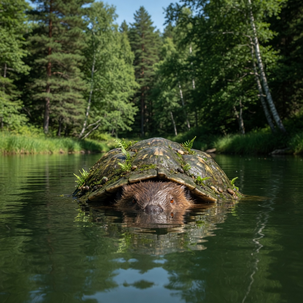 Ridged shell shape in green water